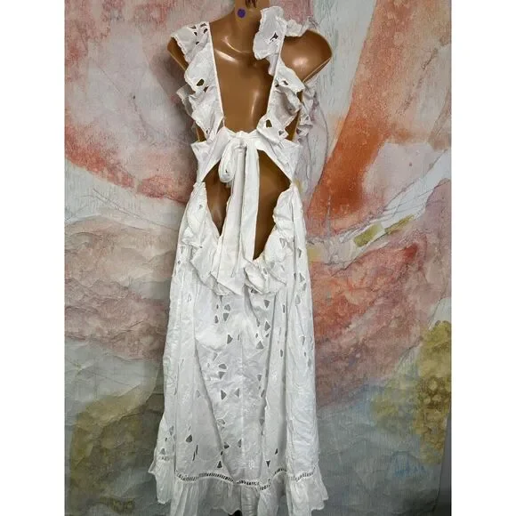 Anthropologie Forever That Girl Tie-Back Ruffled Eyelet Dress